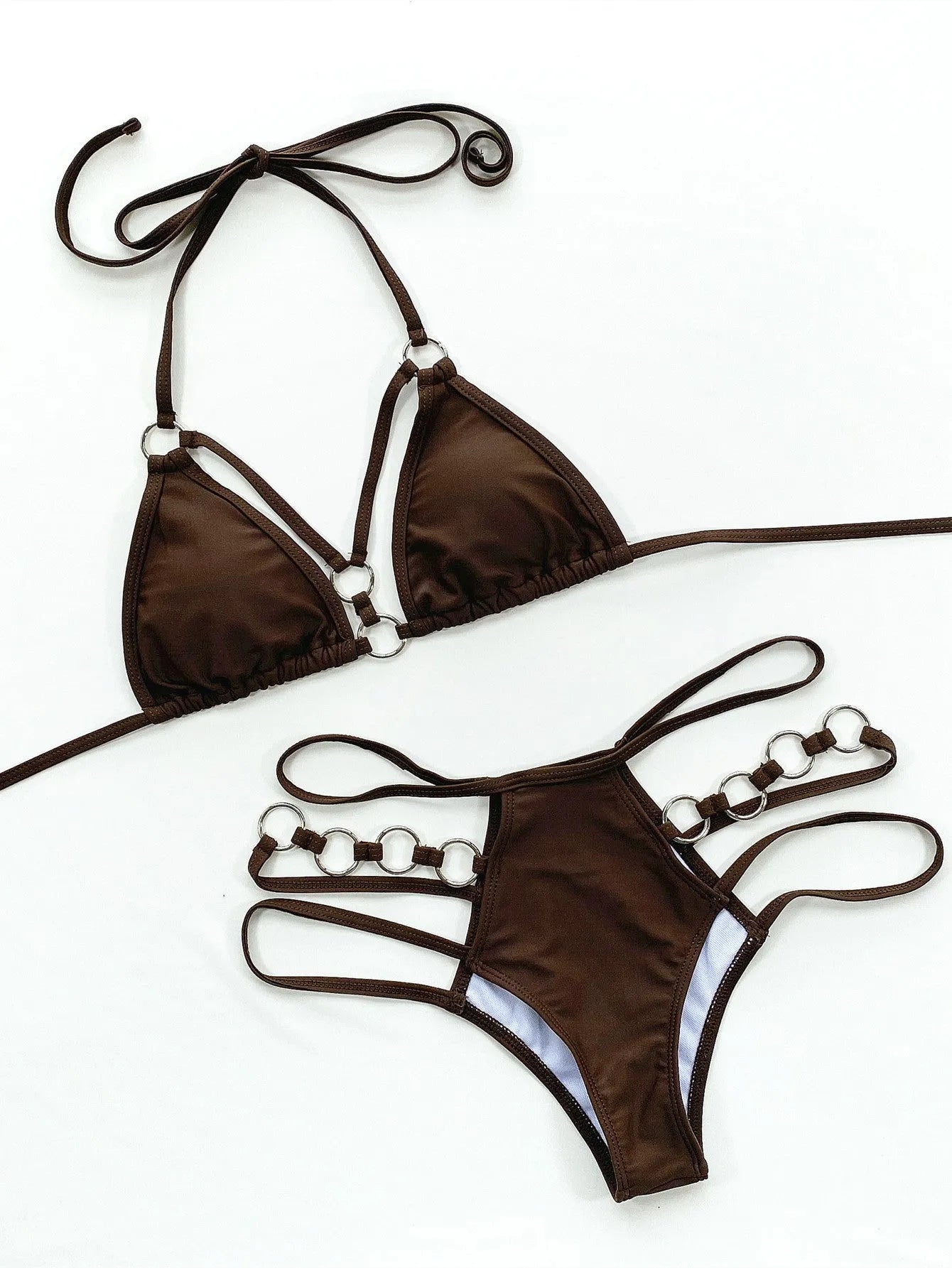 Women's separated bikini set with shorts in solid colours for swimming