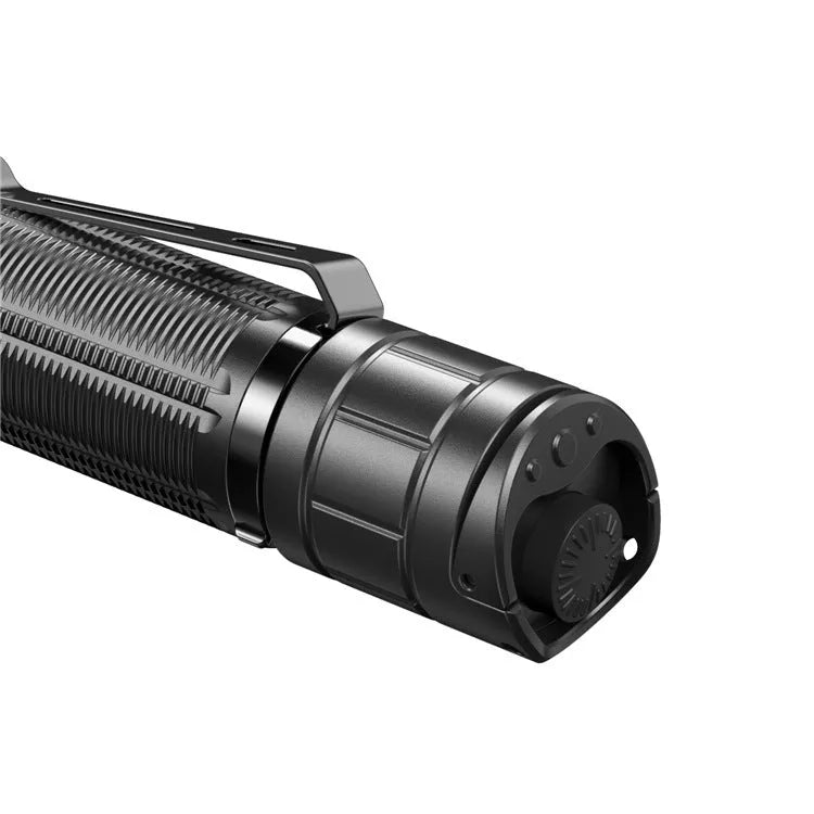 Black XT11GT PRO tactical flashlight with aluminium alloy body, 3100mAh battery, and accessories