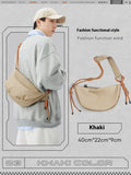 Men's lightweight nylon messenger bag in solid colour with large capacity for daily commuting