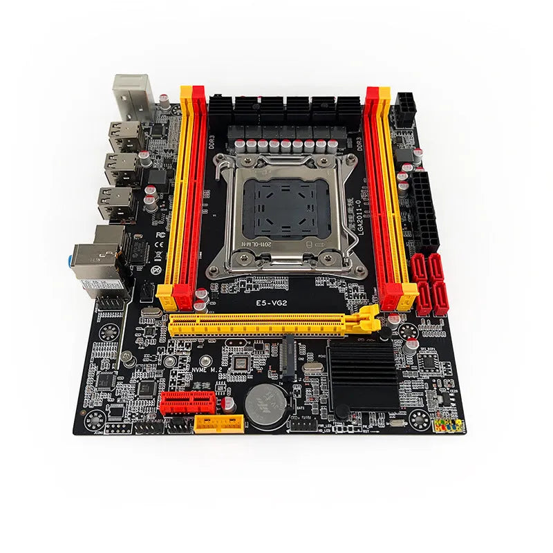 X79-VG2 desktop motherboard with LGA 2011 socket, PCIe 16X slot, DDR3 RAM slots, and multiple USB ports.