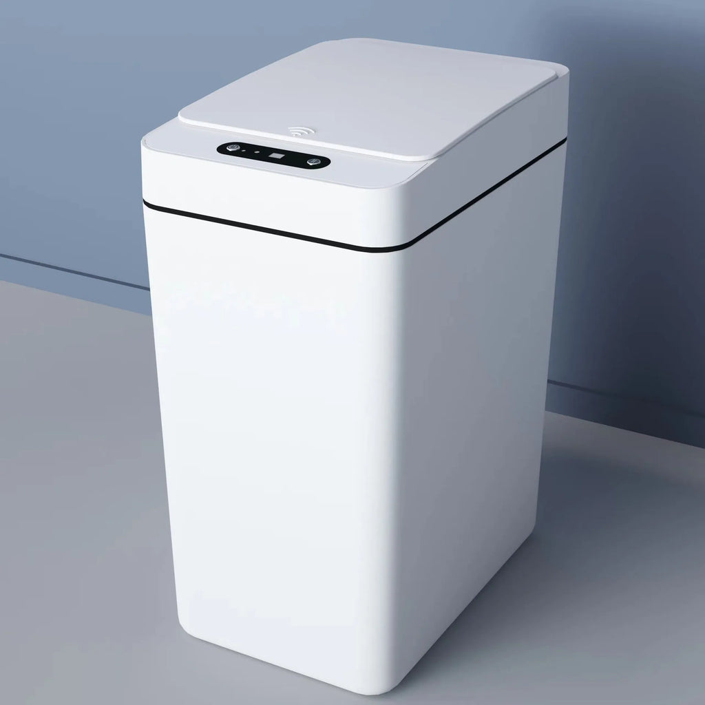 11L automatic induction plastic trash can, narrow square barrel, black grey or white, for kitchen living room office hotel