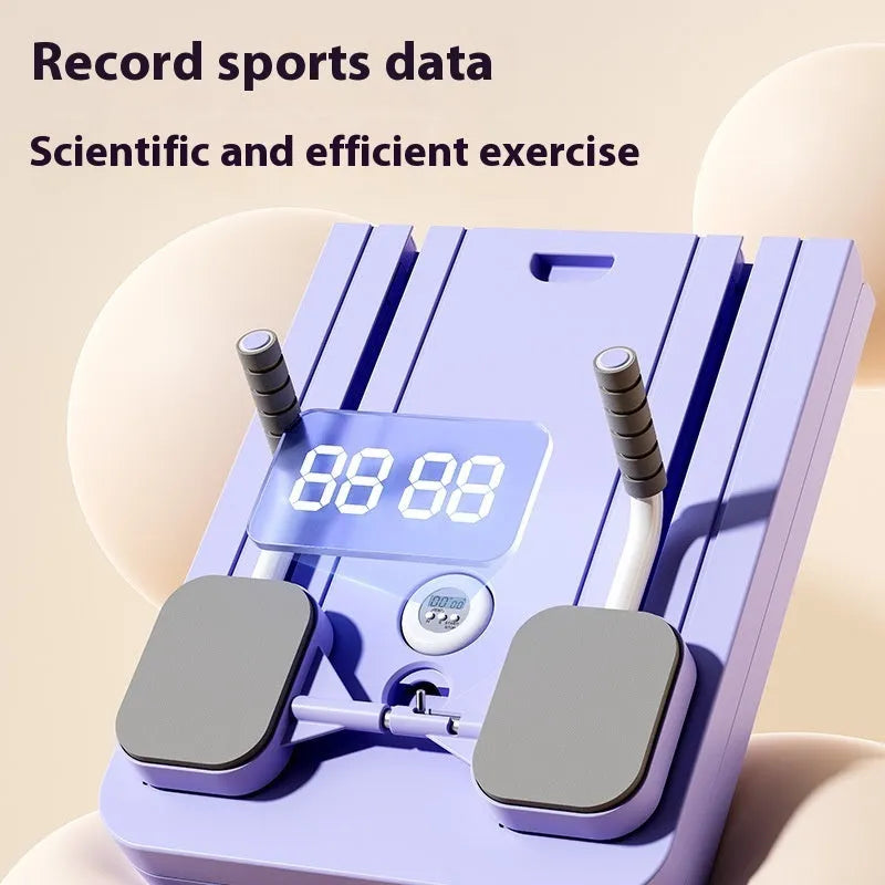 Purple PP plastic fitness board with automatic rebound abdominal wheel for home workouts