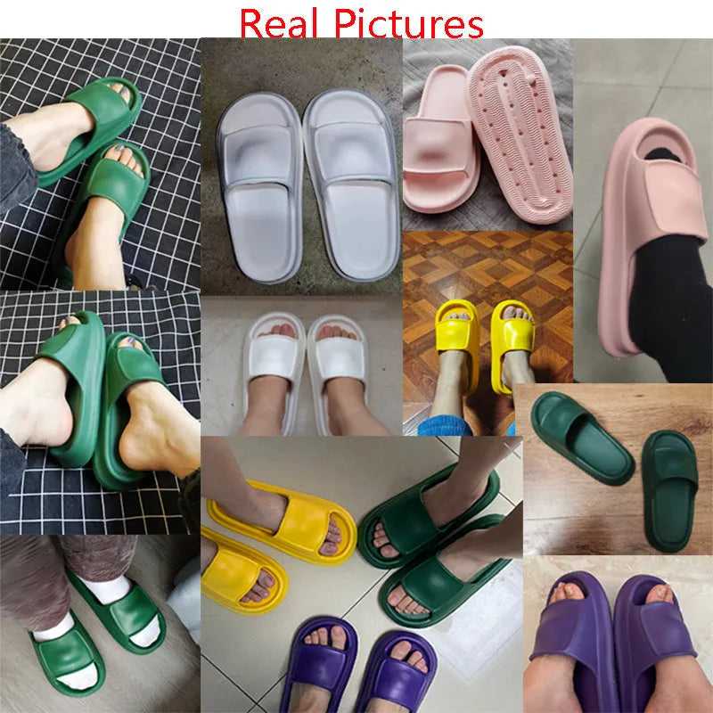 Pair of thick-soled EVA foam slippers in a choice of seven colours, showing non-slip textured sole.