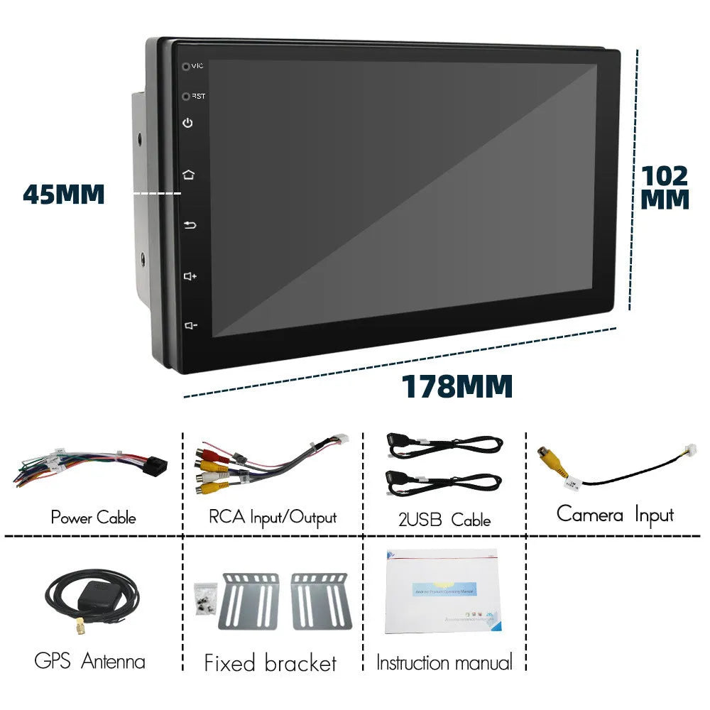 Black universal car navigation MP5 player with 7-inch screen for GPS and media playback