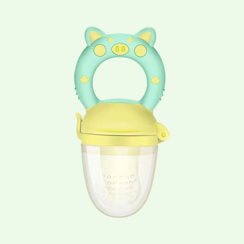 Blue, green, and pink silicone baby teethers showing both single and triple mouthpiece design options.
