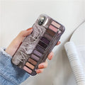 iPhone silicone phone case with eye shadow colour gradient design in flesh and grey options