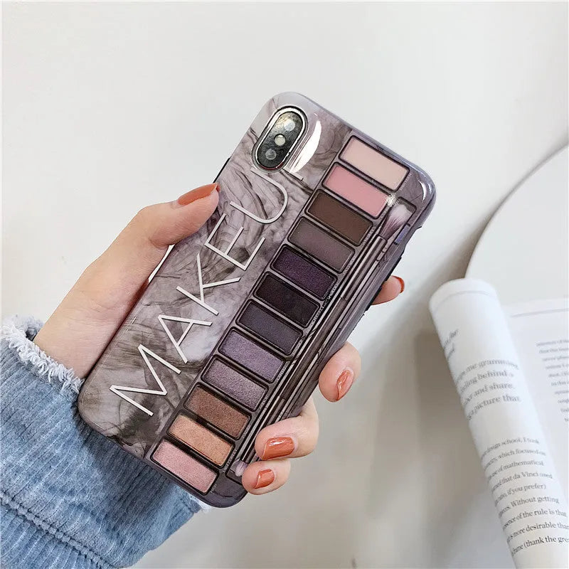 iPhone silicone phone case with eye shadow colour gradient design in flesh and grey options