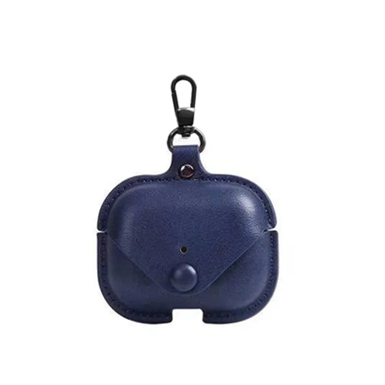 AirPods Pro protective leather case sleeve in PU with cross pattern design showing precise fit dimensions