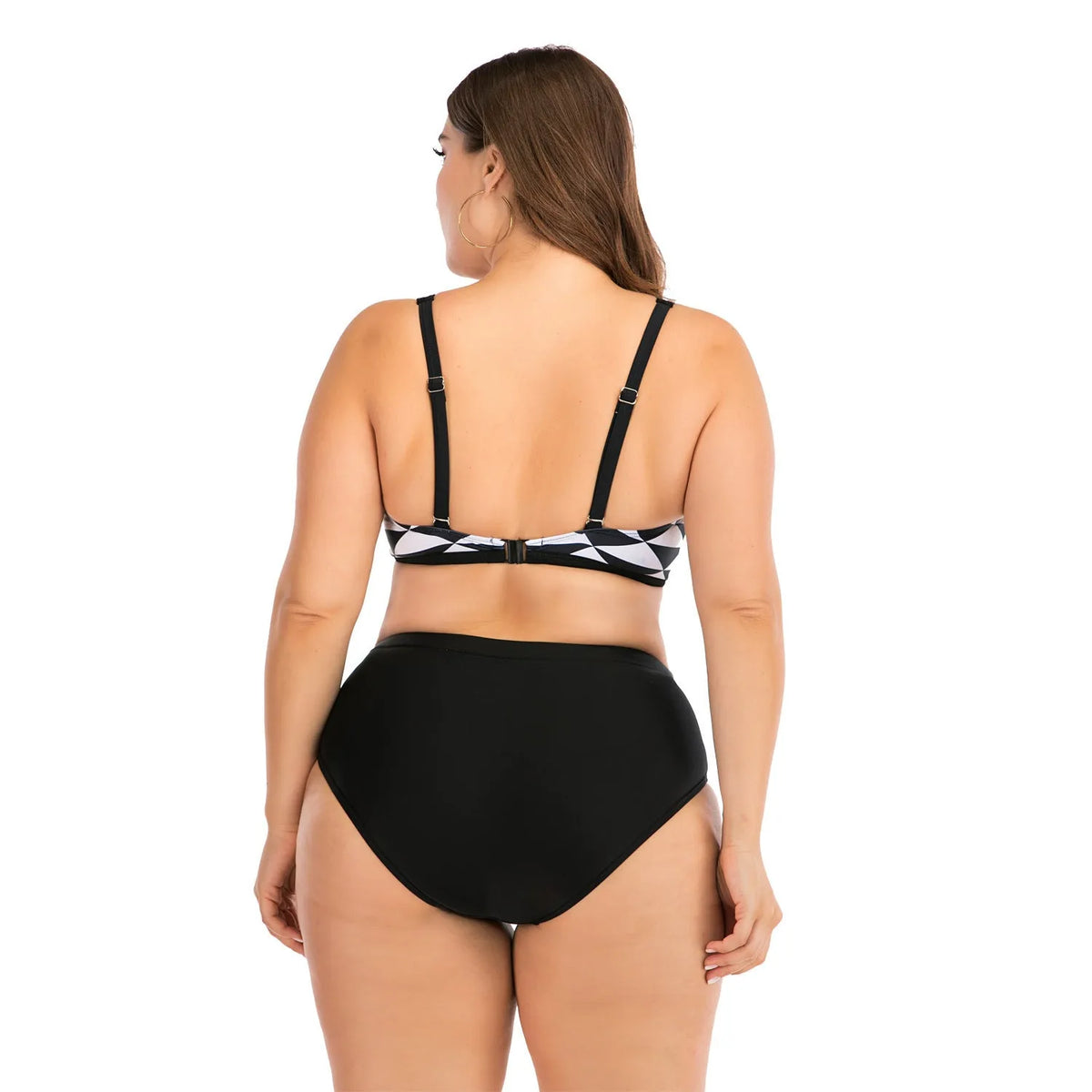 Big cup ladies swimsuit in black, nylon polyester fabric with polyester fibre lining, sizes L to 4XL