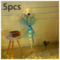 Transparent bobo ball LED luminous balloon rose bouquet with artificial flowers for DIY decoration