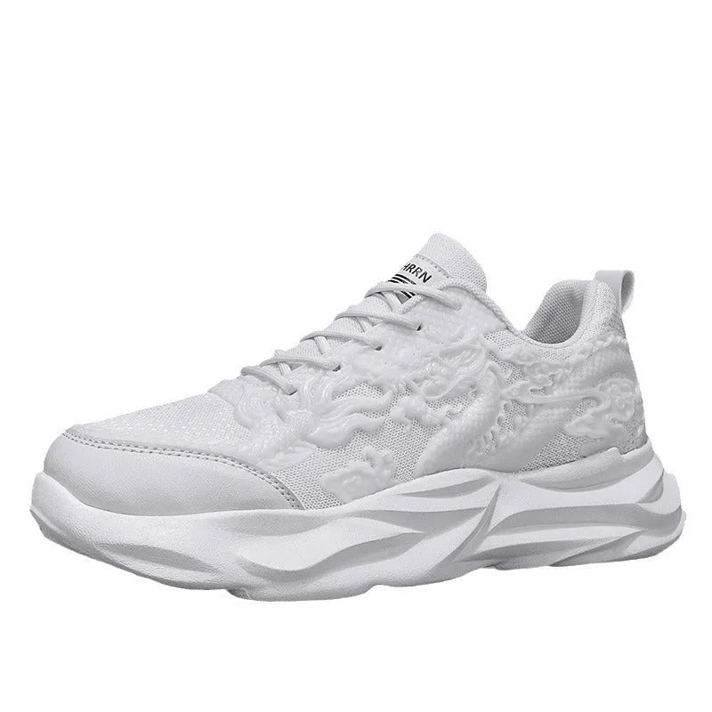 Fly knit casual sneakers in dragon colours with rubber soles and microfibre uppers