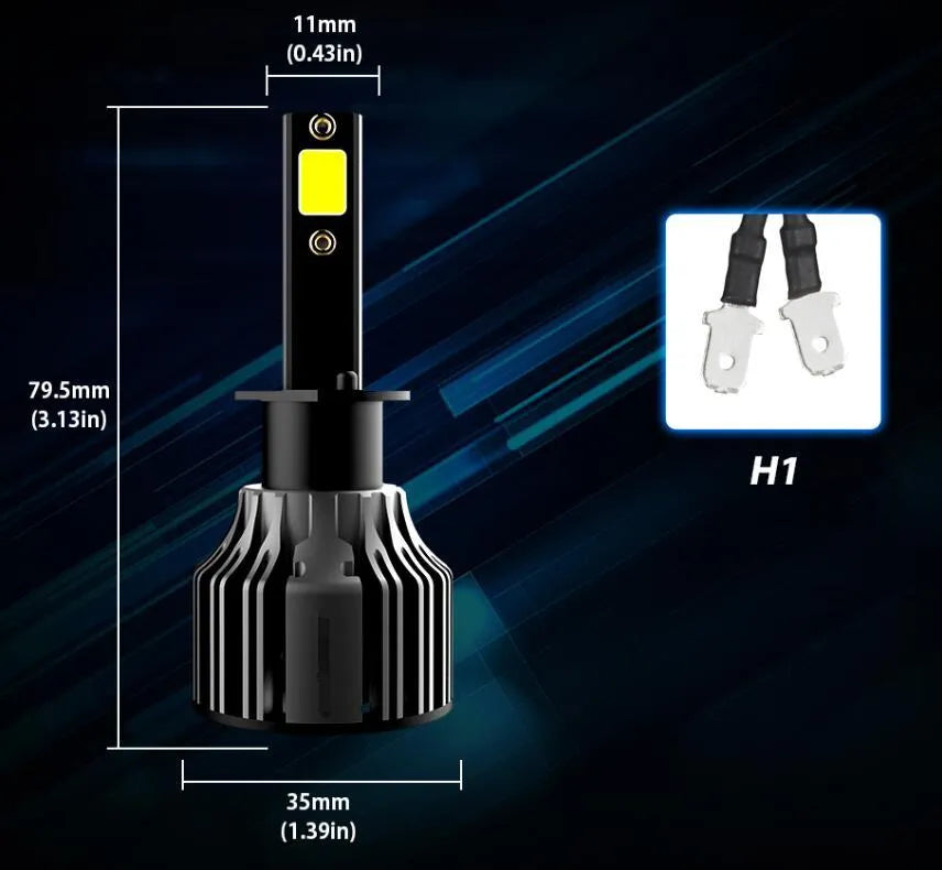 Car LED headlight bulb 6000K white light kit with adjustable chuck and IP68 waterproof rating