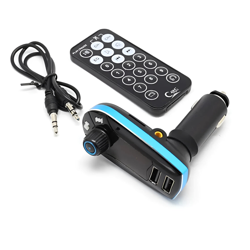 BT618C car Bluetooth FM transmitter and MP3 player unit with LCD screen.