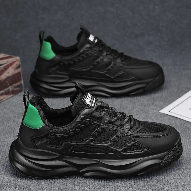 Men's solid colour breathable mesh shoes in white, shown from a side angle.
