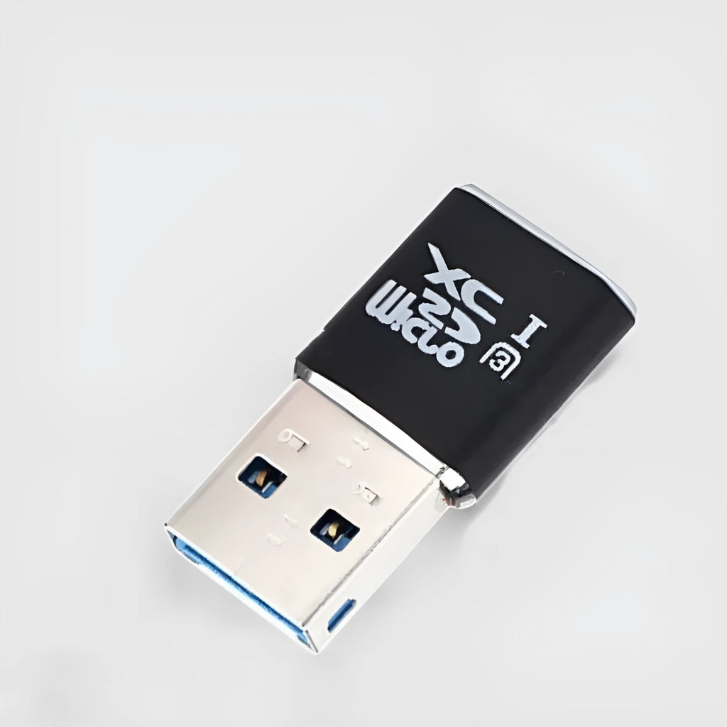 Black USB 3.0 Micro SD card reader with ABS plastic shell for memory card data transfer