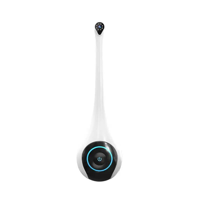 White visual dental mirror endoscope with 1080P HD camera, 6 LED lights, Bluetooth link, and mobile phone compatibility.
