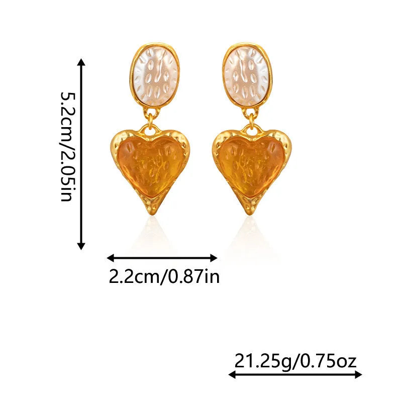 Silver pleated heart-shaped alloy stud earrings in multiple colour options