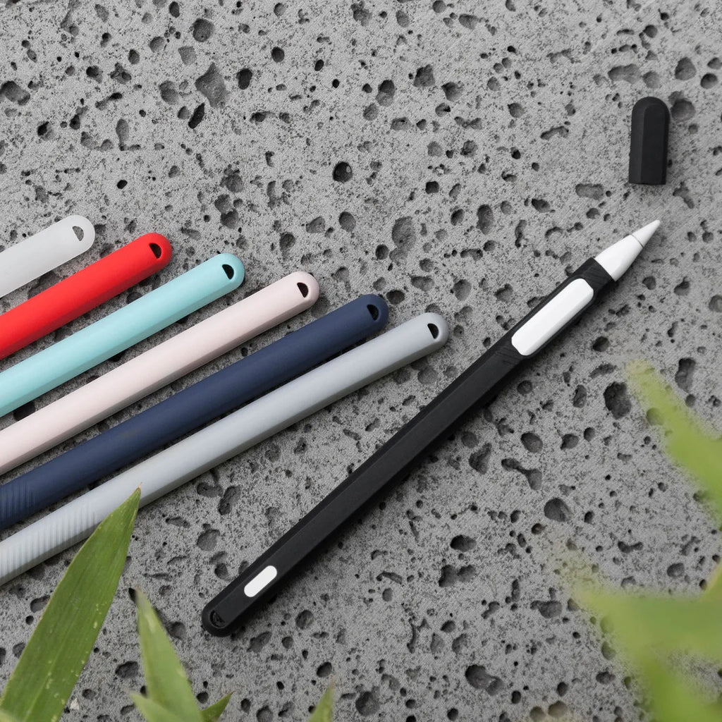 Silicone touch pen set for Apple Pencil 2 with storage cover and non-slip grip, shown in peppermint green