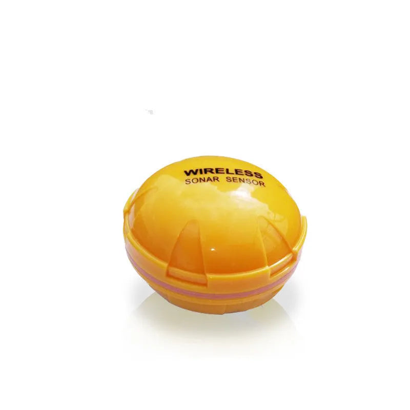 Yellow wireless sonar fish finder, 68 x 68 x 50cm, 2.4GHz, 125kHz sonar, 0.6-36m depth range