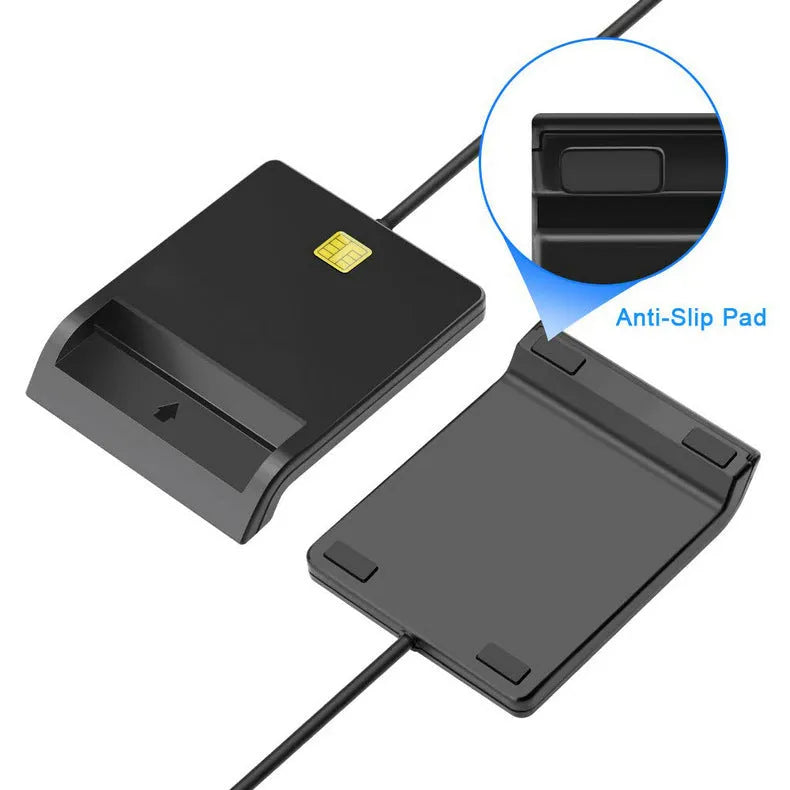 DM-HC65 USB Smart Card Reader in black ABS housing with USB 2.0 interface for secure card reading
