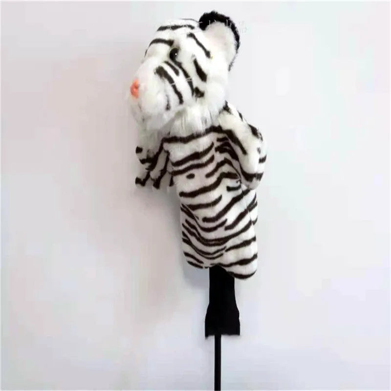 Animal golf club cover in brown or white plush with pearl cotton filling for fairway woods.