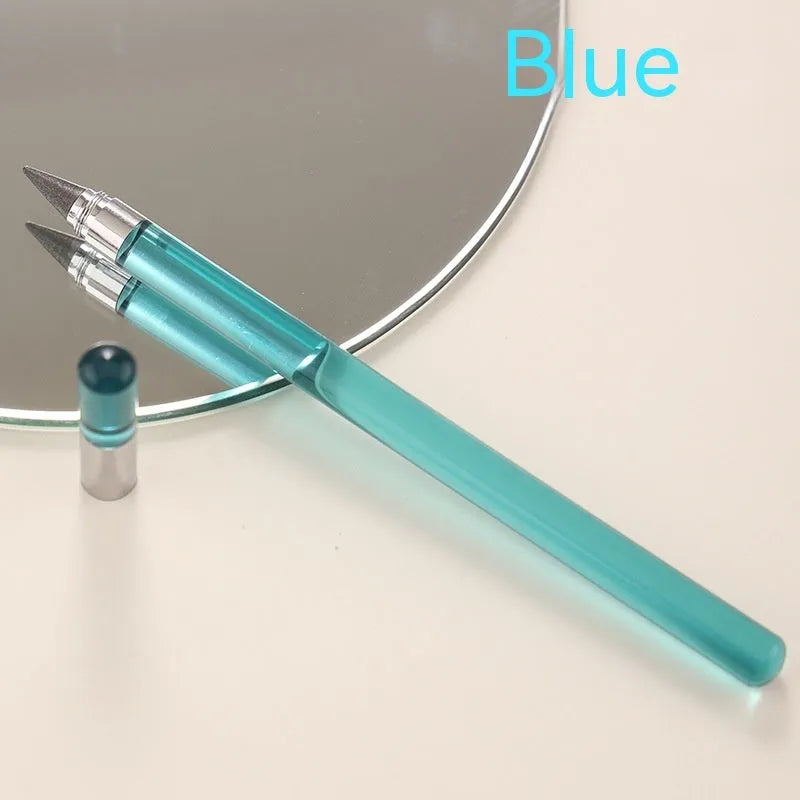Transparent acrylic eternal pencil with alloy writing tip and plastic housing
