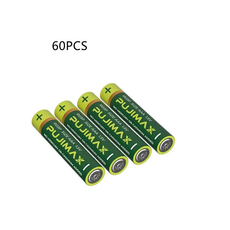 Bulk pack of 60 AA No 5 carbon zinc manganese dry batteries, standard size 1.5V for small toys
