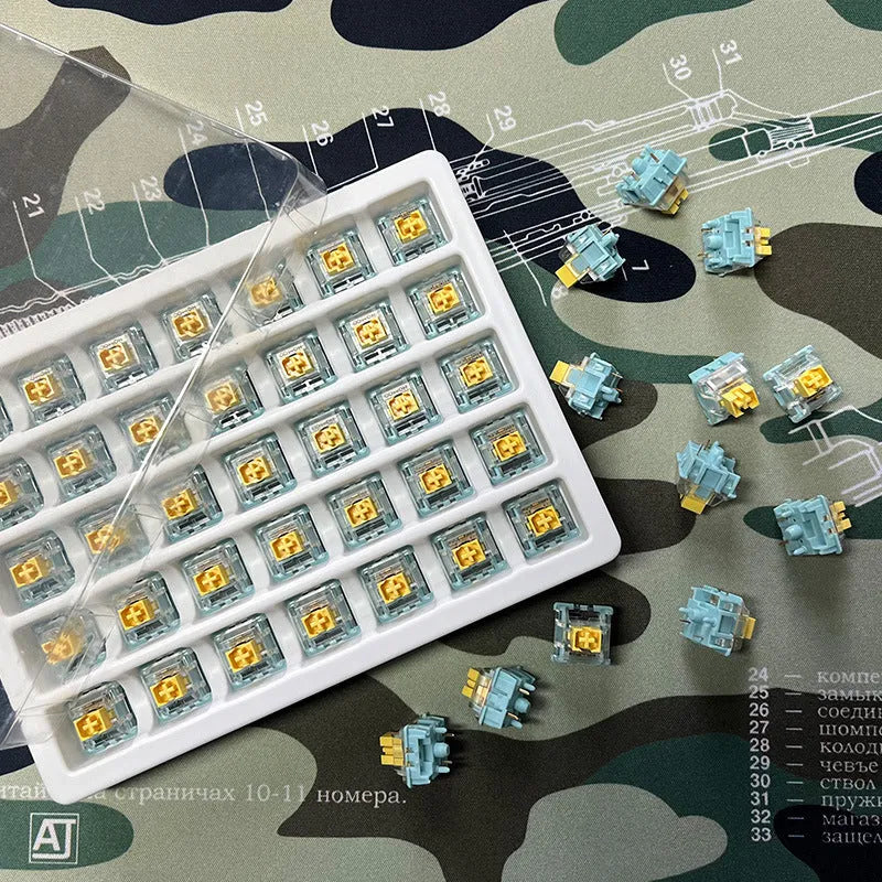 Tiger Mo Sea Salt Lemon PRO Mute mechanical keyboard shafts in 36-piece pack for switch replacement