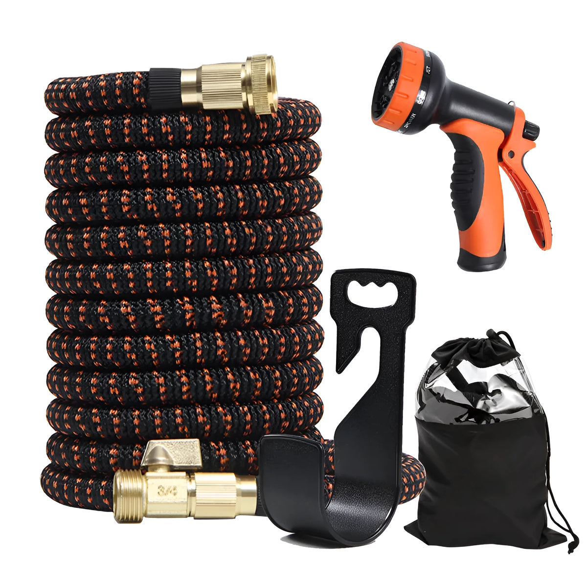 Plastic high pressure car wash gun with adjustable spray and 7.5m to 30m hose for car washing and flower watering