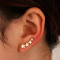 KC Gold Star copper leaf ear clips for women - non-pierced earrings with fashionable design
