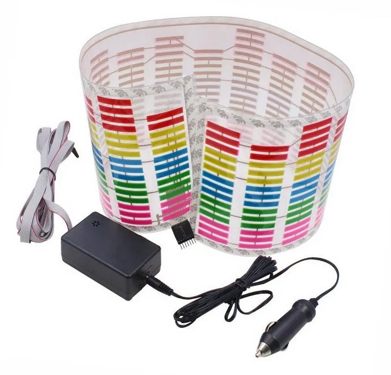 Car interior voice control rhythm lamp with long electroluminescent panel displaying a themed light pattern.