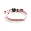 Solid colour cloth pet collar, 1.0cm by 28cm, shown in brown, light blue, light grey and pink options