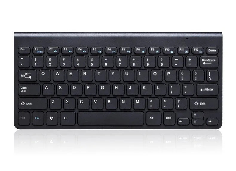 Black and white wireless keyboard and mouse set showing 78 keys and 4 mouse buttons