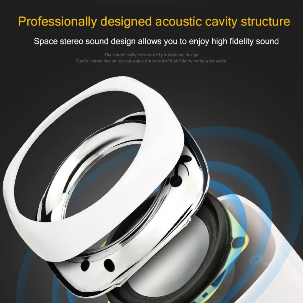 Pair of black cubic desktop speakers measuring 7.2cm with volume scroll wheel and 3.5mm cable