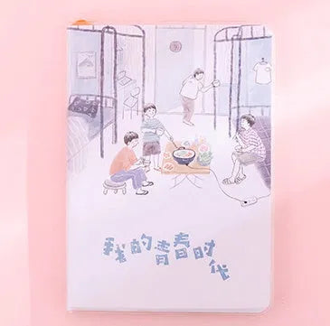 A6 cherry blossom notebook with PU cover and high quality paper, 11cm x 15cm, colour page button design.