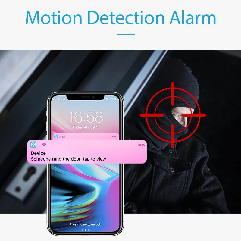 White wall-mounted network camera with 1080p resolution for mobile phone remote monitoring