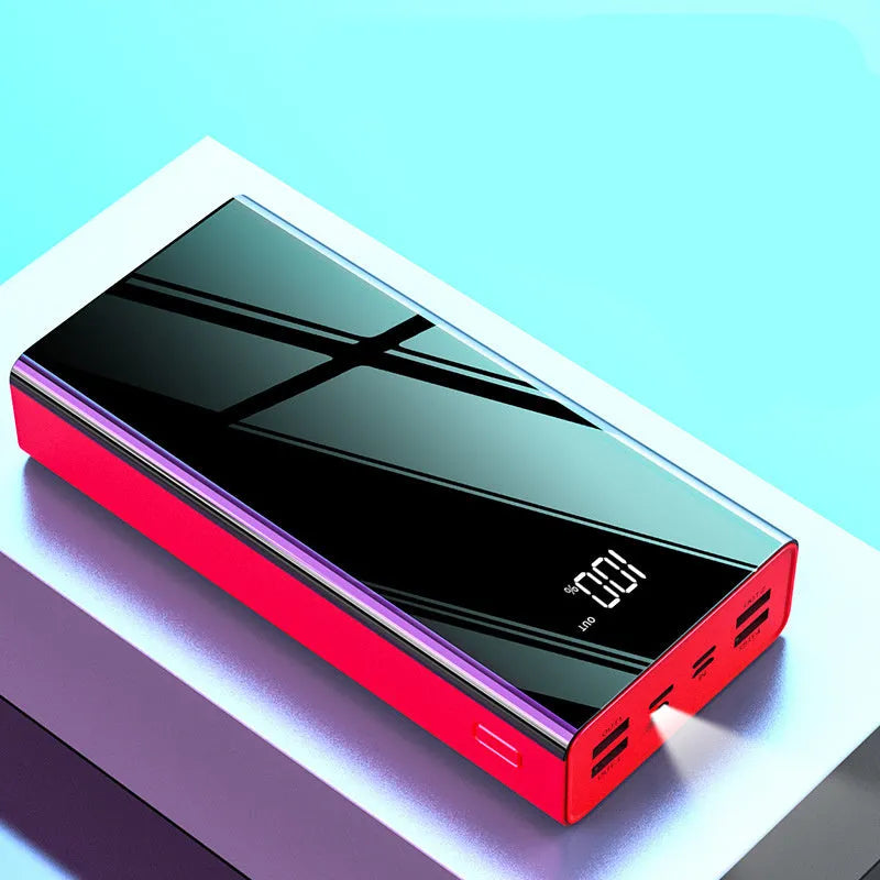 Large-capacity 40000mAh power bank with LCD display in Chinese red or black plastic shell