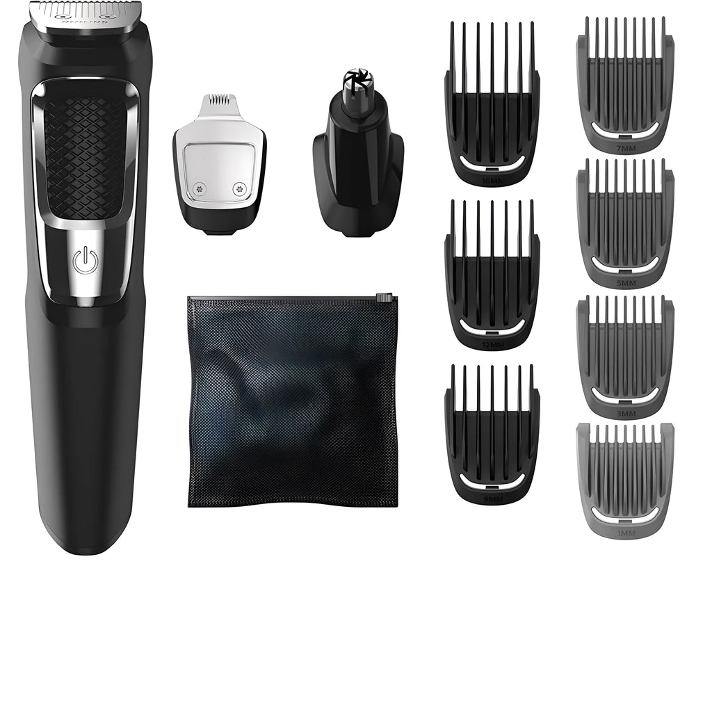 Multifunctional nose hair and beard clipper with lithium-ion battery, 60-minute runtime, and flushable blade and guard