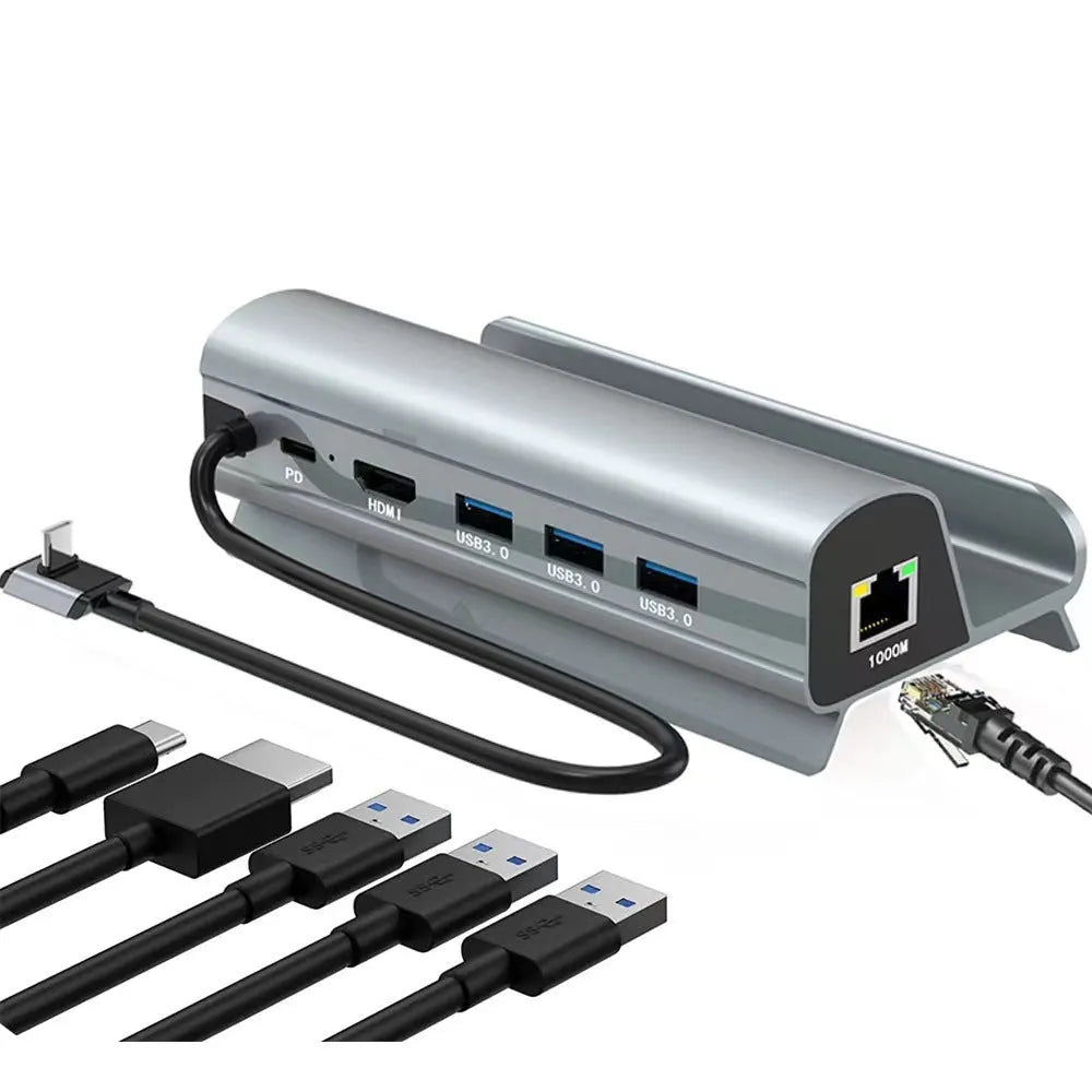 Aluminium alloy 6-in-1 multifunctional docking station for Steam Deck type-c hub Base 6in1 colour