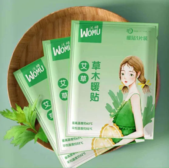 A single self-heating uterus warming plaster with herbal paste for abdominal application.
