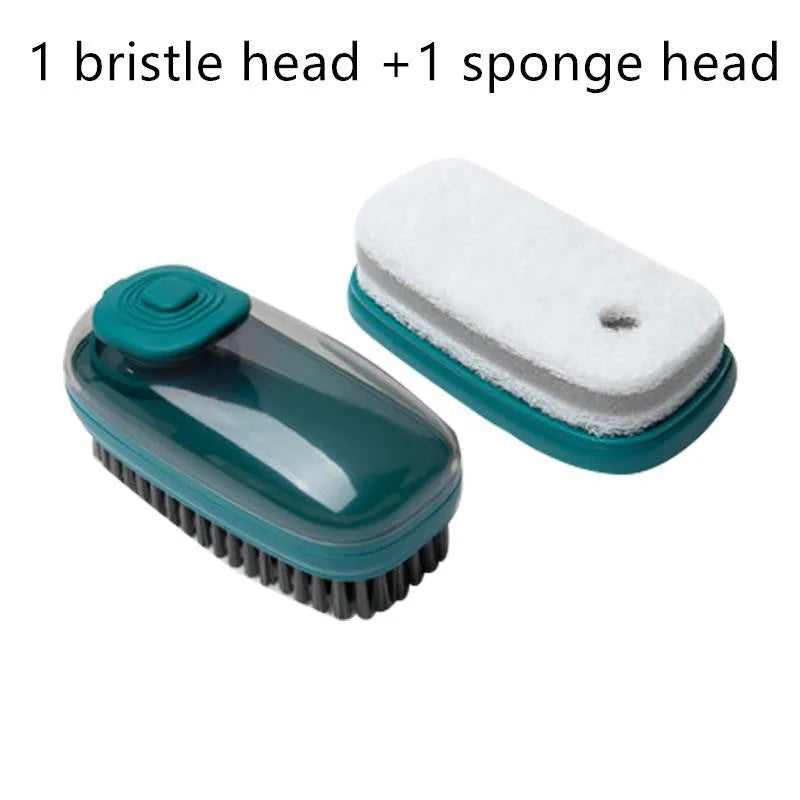 Automatic liquid cleaning brush in ABS plastic with ergonomic grip for shoes and laundry