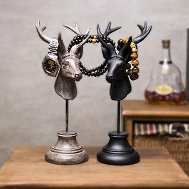 Natural resin animal figurine home decoration 32cm tall black colour