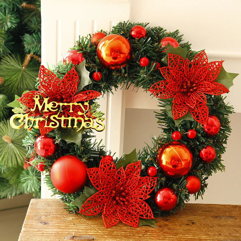 A multicolour plastic Christmas wreath with a 30cm diameter, shown in one of six colour options.