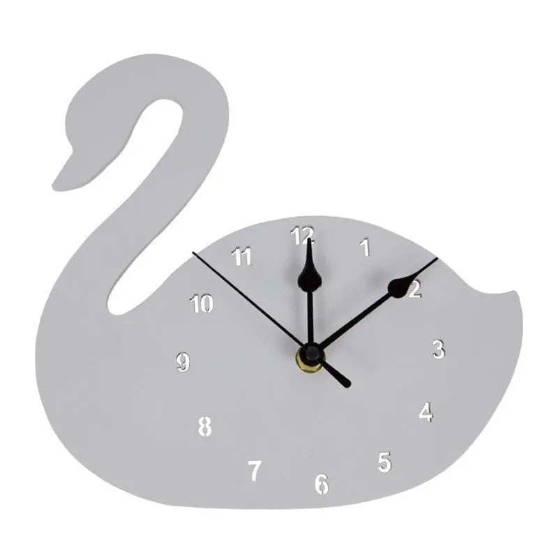 Cartoon wooden wall clock with alien and animal designs in multiple colours