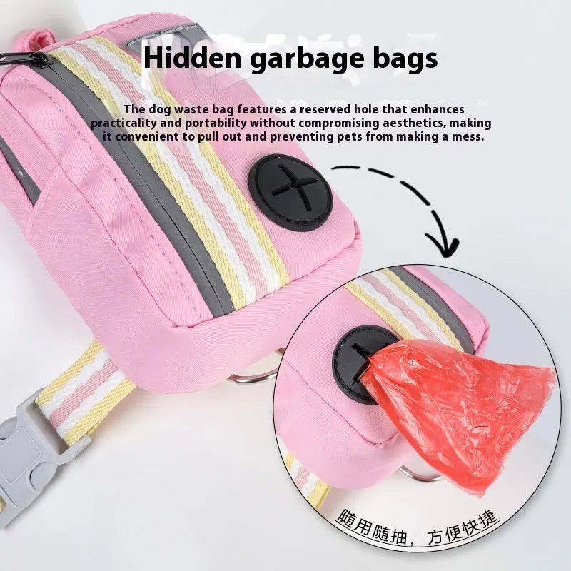 Explosion-proof anti-strangulation dog harness with Oxford cloth traction rope in pink, yellow, green, or lake blue