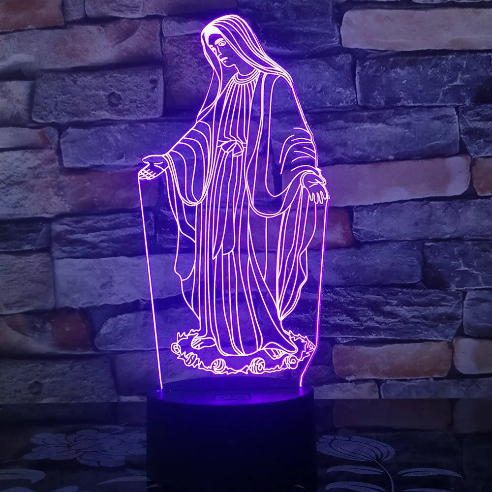 3D LED night light with colour changing modes showing dual-ring pattern on acrylic panel