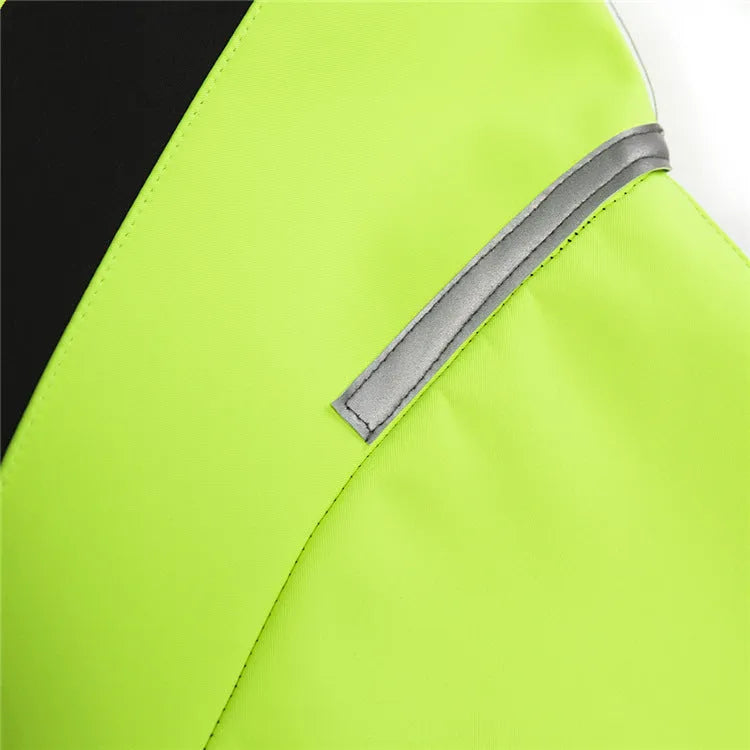 Soft shell thermal fleece cycling jacket in black with green, unisex polyester, sizes S to XXL, 586G