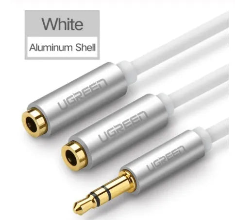 Short 0.2m earphone cable with 3.5mm gold connector in choice of black, grey or white