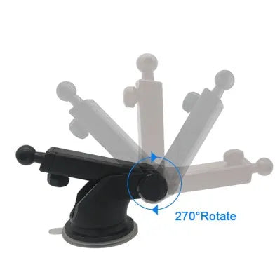 Black universal car phone bracket with telescopic long arm and adjustable dashboard mount