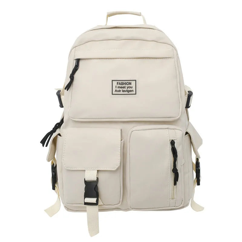 Student backpack with three-dimensional pockets and computer compartment in black colour
